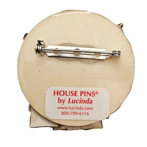 Lucinda Round Christmas House Santa Reindeer Pin - Picture 4 of 6